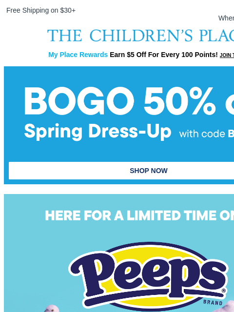 childrensplace newsletter: Brand We Love: Limited-Edition Peeps 🐥