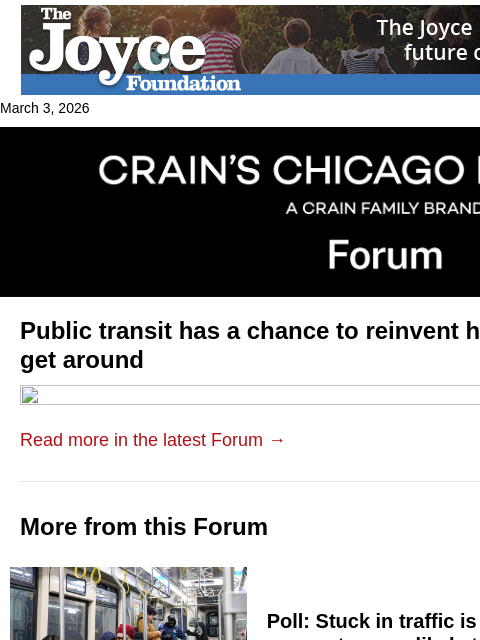 crainalerts newsletter: One chance to remake Chicago transit