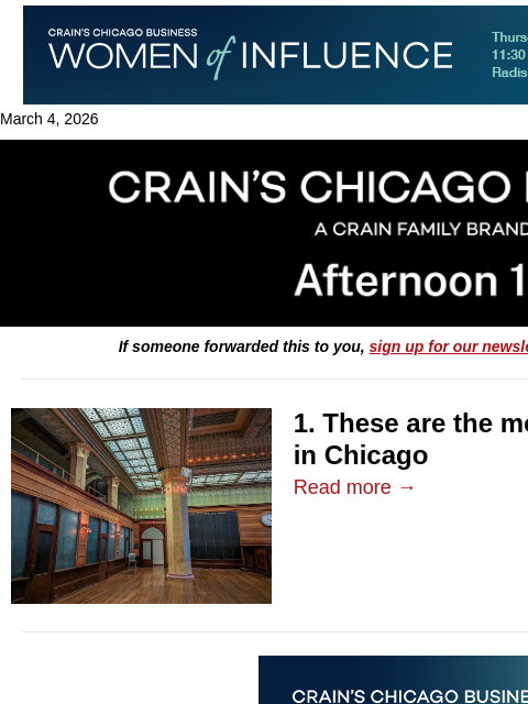 crainalerts newsletter: The most endangered places in Chicago