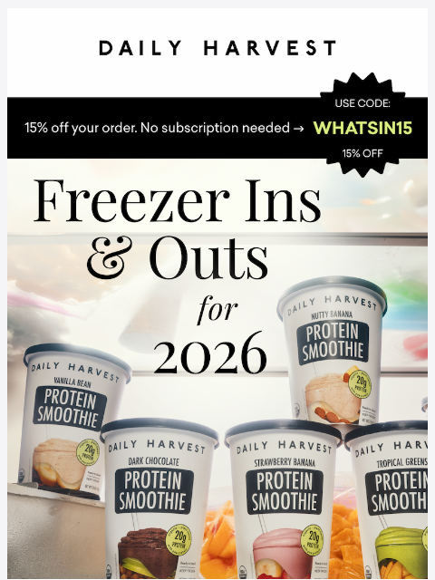 daily-harvest newsletter: Ins & outs, freezer edition