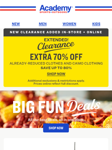 academy newsletter: Don’t. Miss. This! EXTRA 70% of Clearance Clothes
