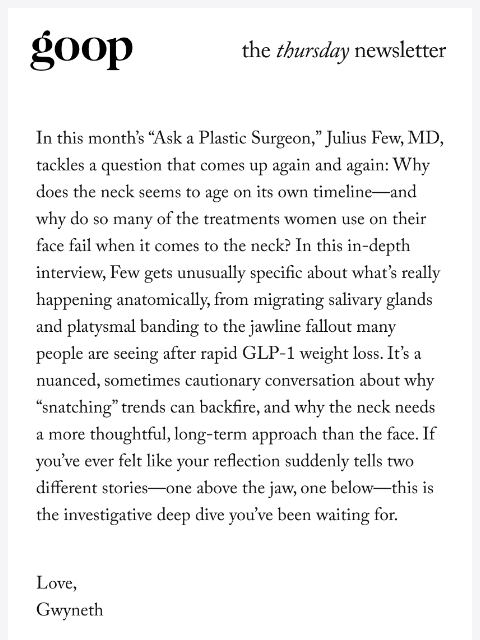 goop newsletter: the Thursday newsletter