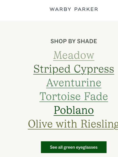 warbyparker newsletter: Great greens