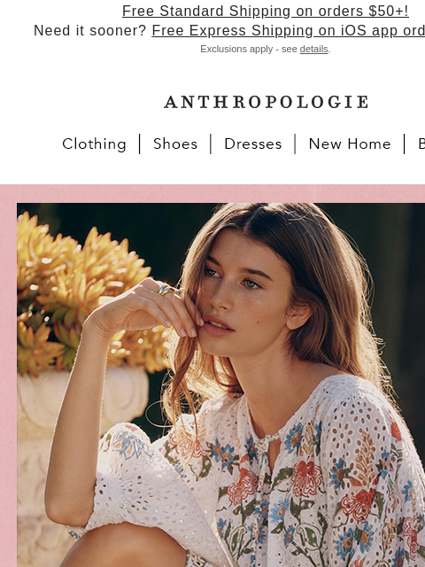 anthropologie newsletter: March is defrosting. Wear the dress.