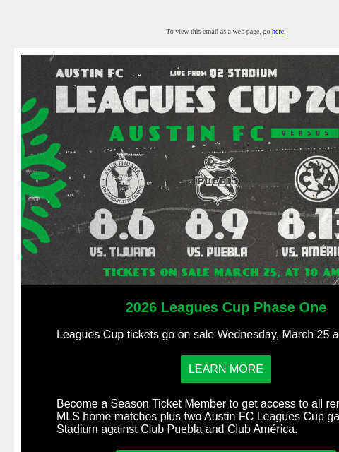 austinfc newsletter: Leagues Cup Is Back at Q2 Stadium