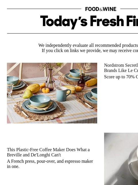 foodandwine newsletter: This Plastic-Free Coffee Maker Does What a Brevill...