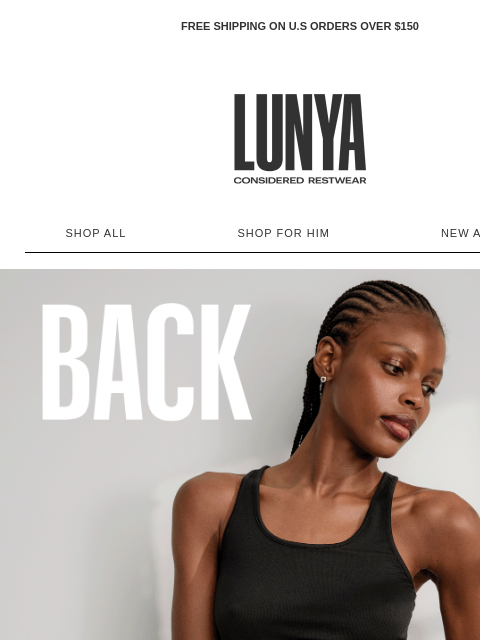 lunya newsletter: BACK IN STOCK