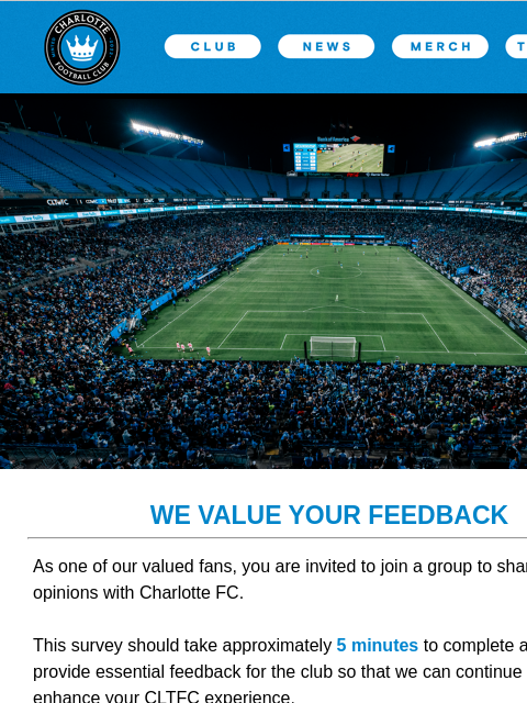 charlottefootballclub newsletter: We Want to Hear From You!