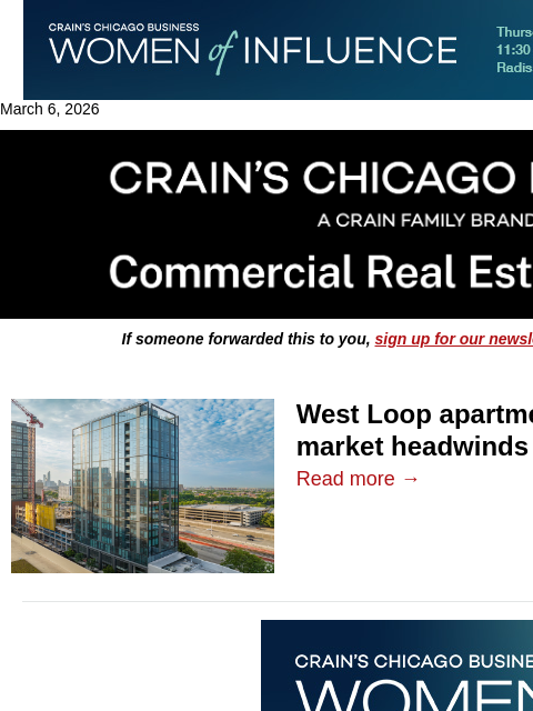 crainalerts newsletter: West Loop apartments trade for $66M
