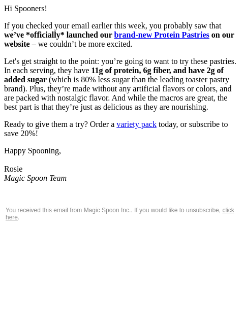 magicspoon newsletter: ICYMI: Our NEW Protein Pastries are now available ...