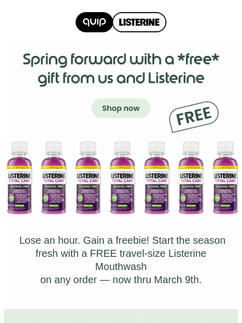 getquip newsletter: FREE Listerine Mouthwash