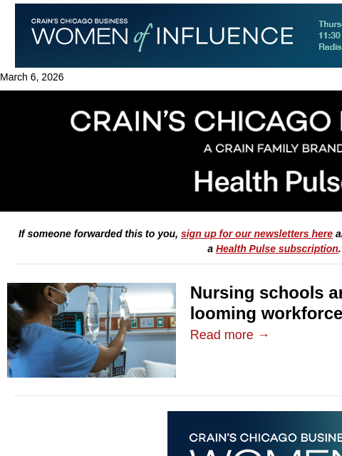crainalerts newsletter: Nursing schools try to bridge the gap