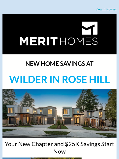 merithomesinc newsletter: Save $25K on Wilder Lot 4! Move-in Ready New Homes...