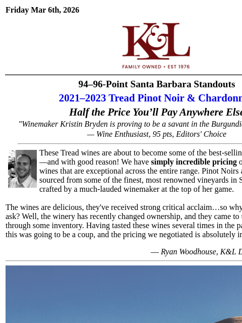 klwines newsletter: 94–96-Point Santa Barbara Pinot Noir & Chardonnay ...