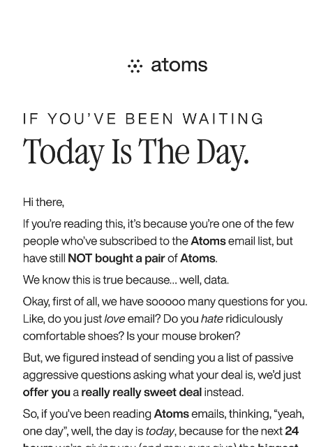 atoms newsletter: Maybe our best email ever.