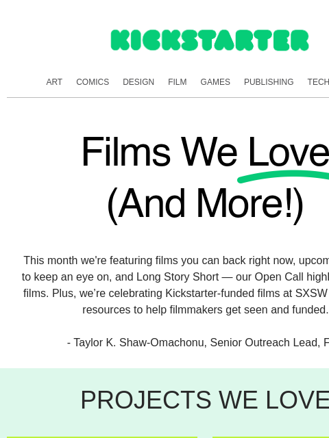 kickstarter newsletter: Start rolling... Long Story Short is here!