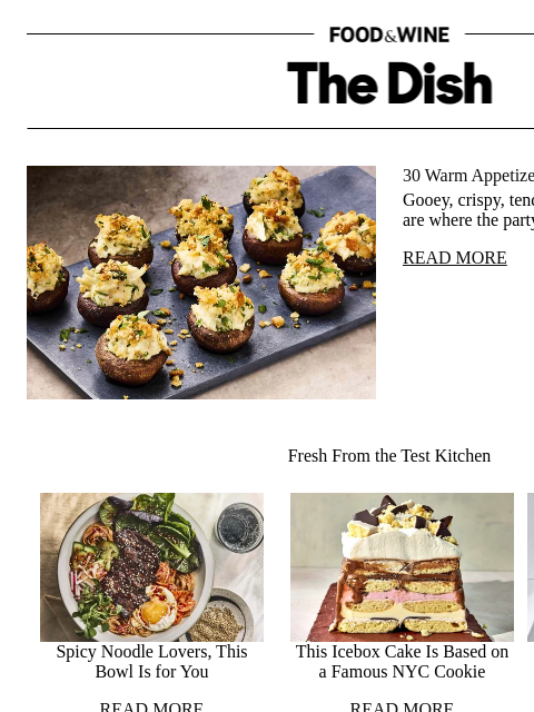 foodandwine newsletter: 30 Warm Appetizers to Woo a Crowd