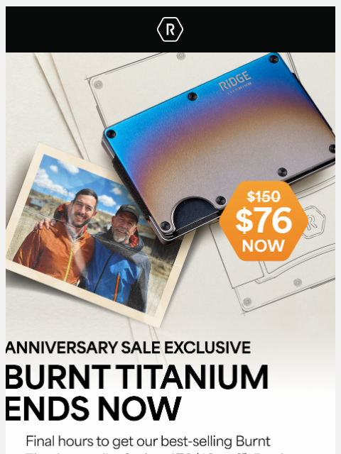 ridge newsletter: ENDS NOW: 49% Off Burnt Titanium