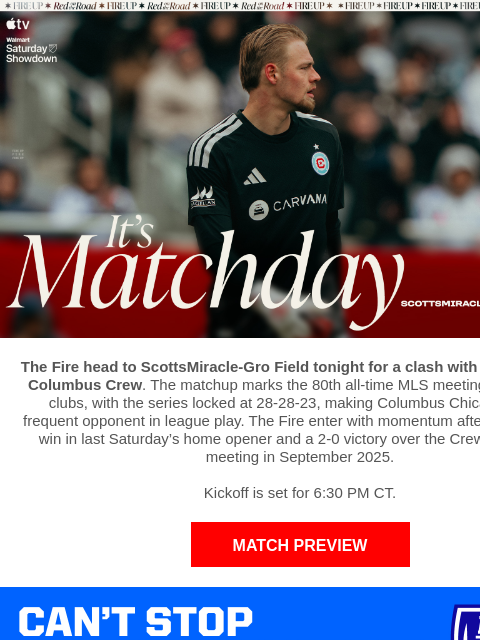 chicagofirefc newsletter: TONIGHT: Chicago Fire vs Columbus Crew