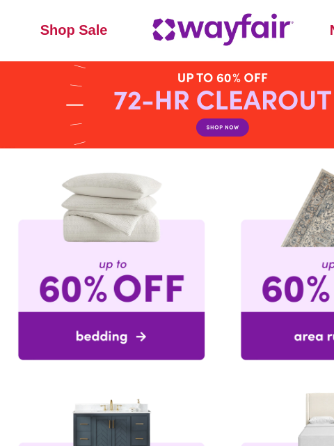 wayfair newsletter: ⏱️ ❗ Clearout: 72 HOURS ONLY ❗ ⏱️