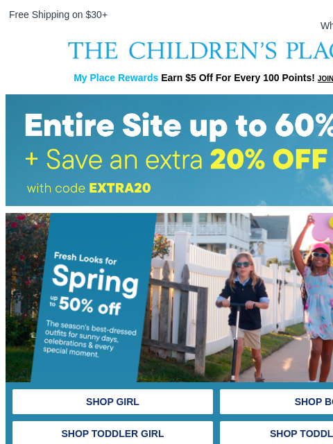 childrensplace newsletter: Extra 20% Off Has Us Shopping 'Til We Drop!