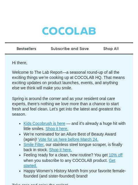 cocolab newsletter: New launches, spring favorites, and more