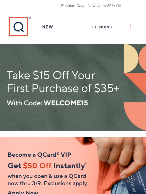 qvcemail newsletter: All-Day Comfort in Skechers + Get $15 Off