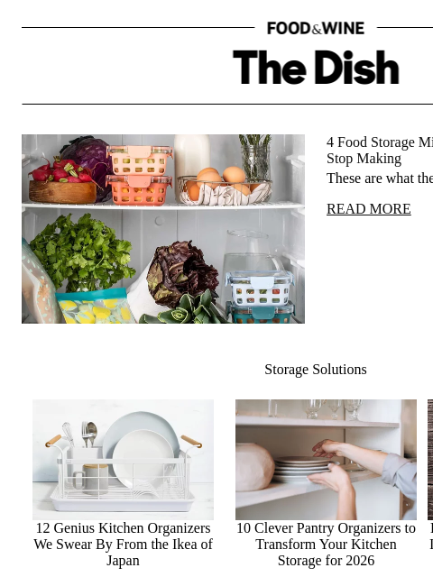 foodandwine newsletter: 4 Food Storage Mistakes Chefs Want You to Stop Mak...