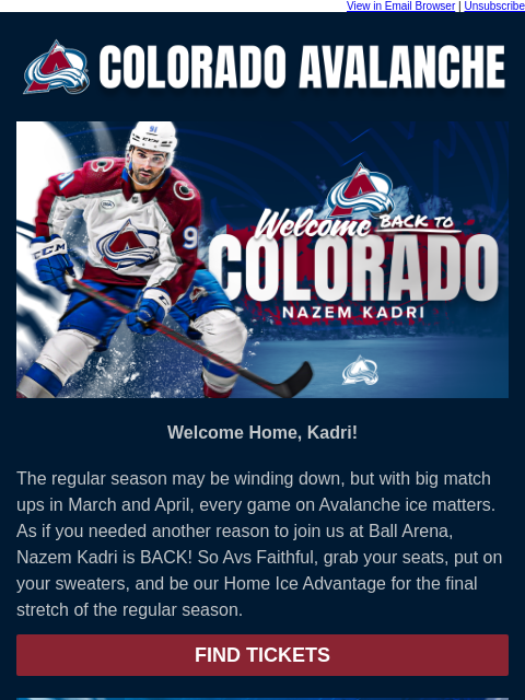 thecoloradoavalanche newsletter: 🚨He’s Baaaaack
