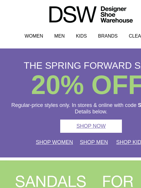 dsw newsletter: 20% off in here >>>