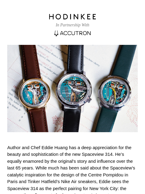 hodinkee newsletter: Inside the Accutron Spaceview 314 with Eddie Huang