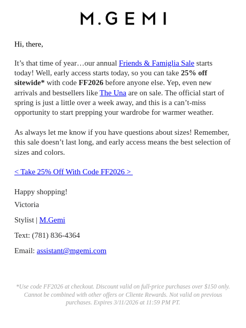 mgemi newsletter: Early Access: 25% Off Sitewide!