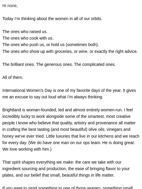 brightland newsletter: To the women in our orbits