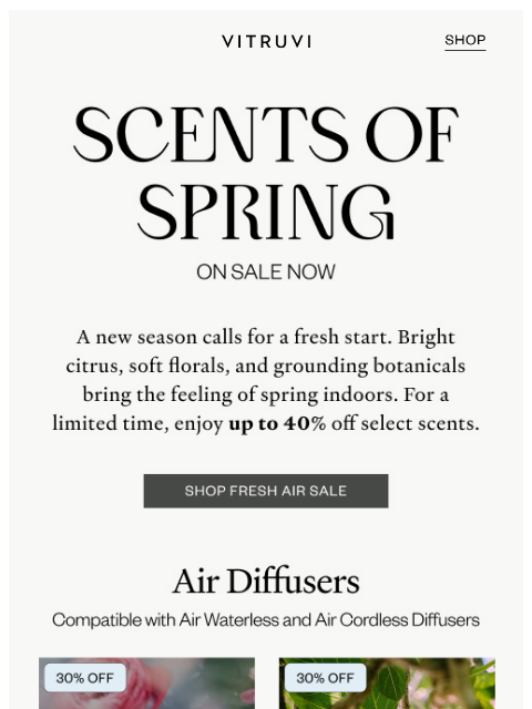 vitruvi newsletter: Up To 40% OFF Scents Of Spring 🌸