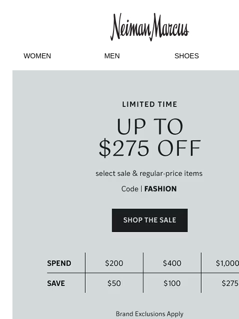 neimanmarcus newsletter: Up to $275 off: Save on top designers