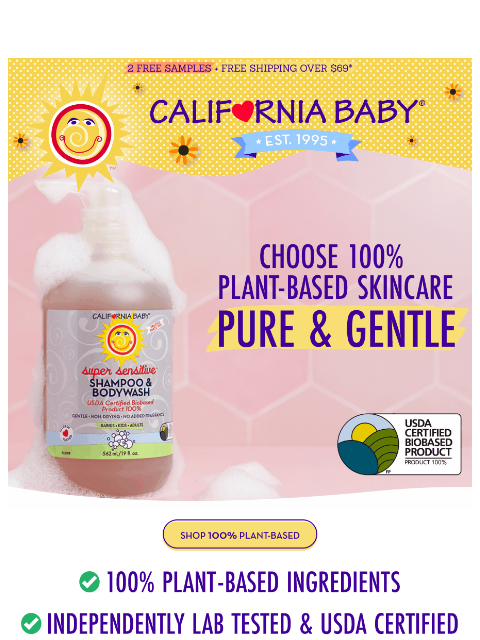 californiababy newsletter: 100% Plant-Based Skincare 🌼 Explore Testing & Cer...