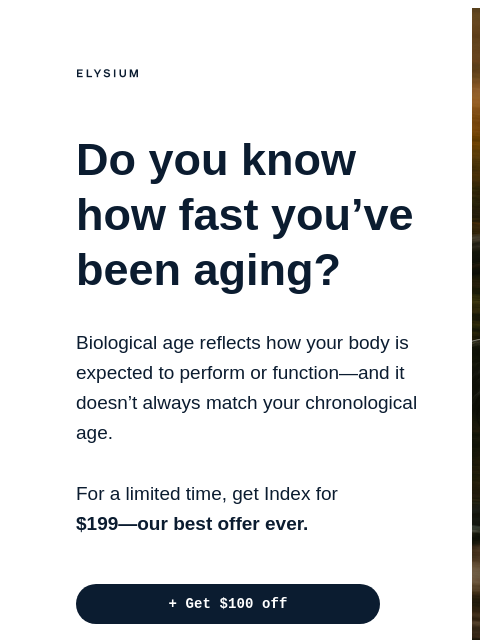elysiumhealth newsletter: First time ever: Get Index for just $199