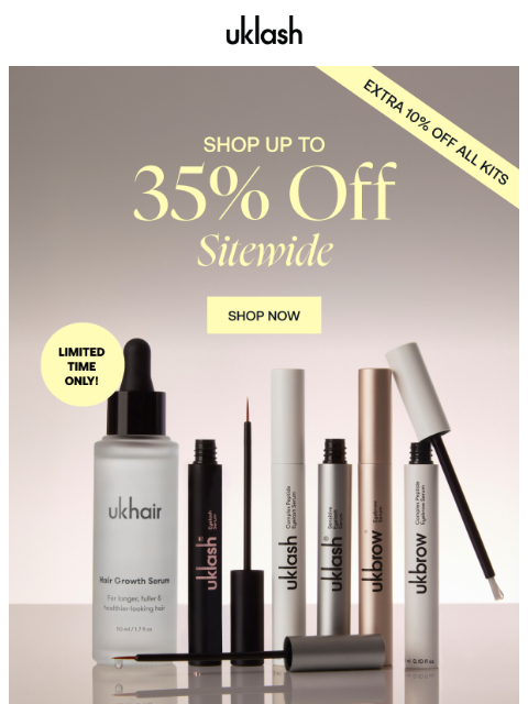 uklash newsletter: Up To 35% Off + 10% Off Kits🔥