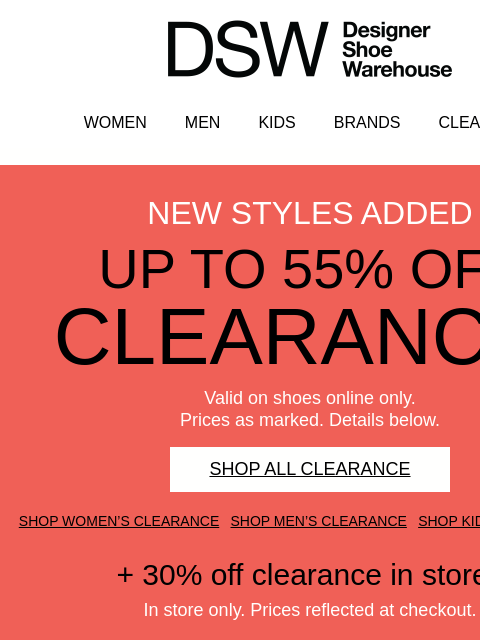 dsw newsletter: Woohoo! Up to 55% OFF!