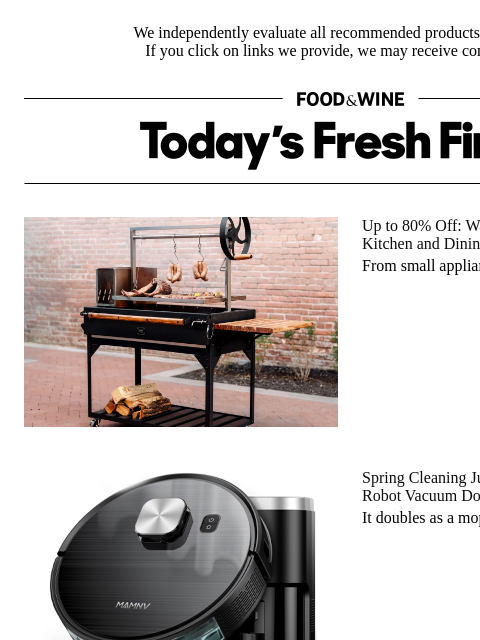 foodandwine newsletter: Spring Cleaning Hero: Score 70% Off This Robot Vac...