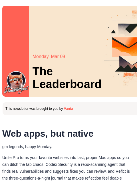 producthunt newsletter: 😸 Native Mac apps in seconds