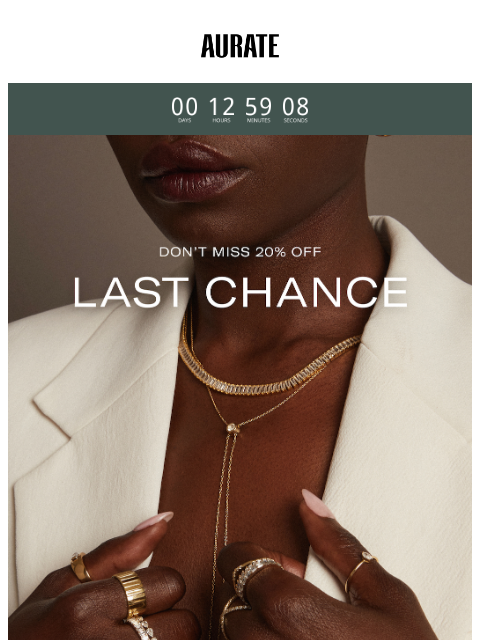 auratenewyork newsletter: 20% OFF ENDS TONIGHT