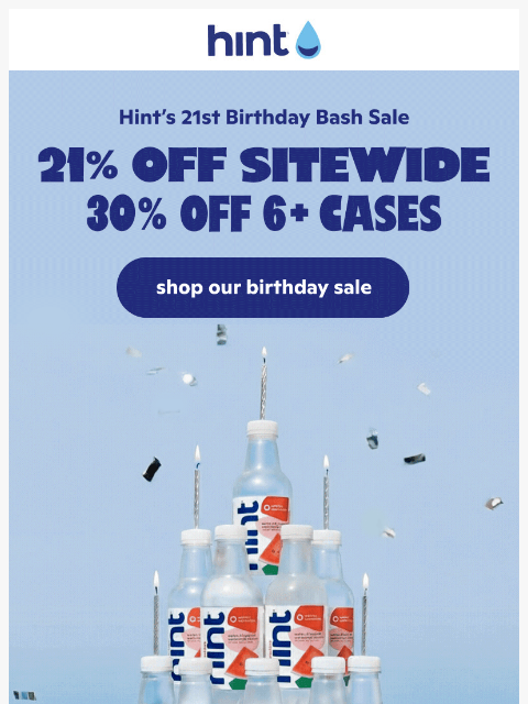 drinkhint newsletter: We’re 21. You get 21% off 🎉