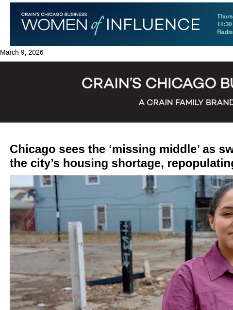 crainalerts newsletter: Chicago sees 'missing middle' as sweet spot