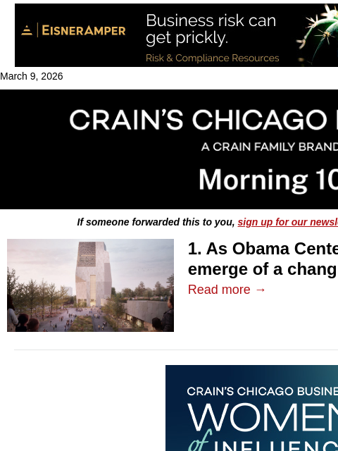 crainalerts newsletter: What the Obama Center is already changing