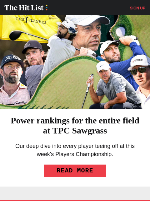 golfdigest newsletter: The Players Championship field, ranked