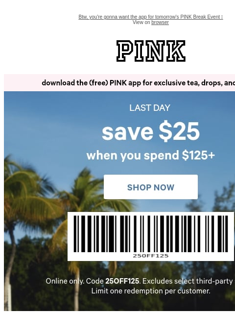 vspink newsletter: Last Call for 2/$50 PINK Bras ⏰