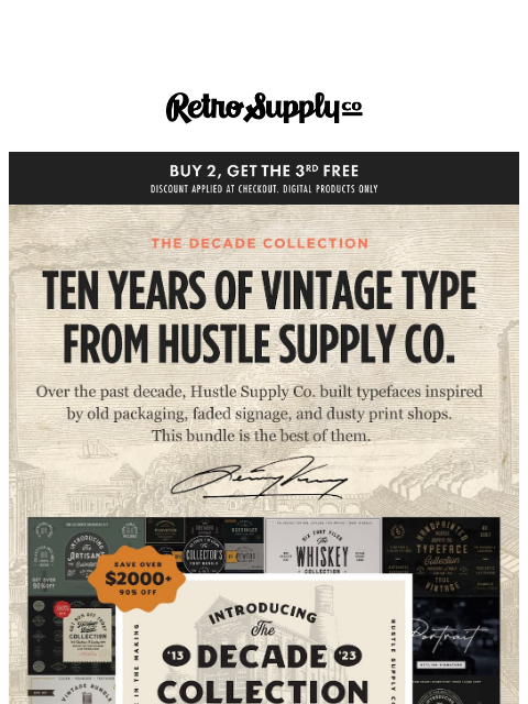 retrosupply newsletter: 10 years of fonts in one bundle