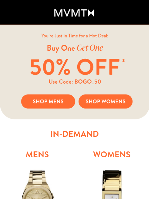 mvmt newsletter: MVMT BOGO: Two Looks, One Deal