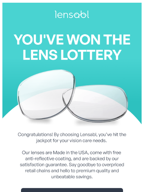 lensabl newsletter: Congratulations! You Hit Vision Care Jackpot